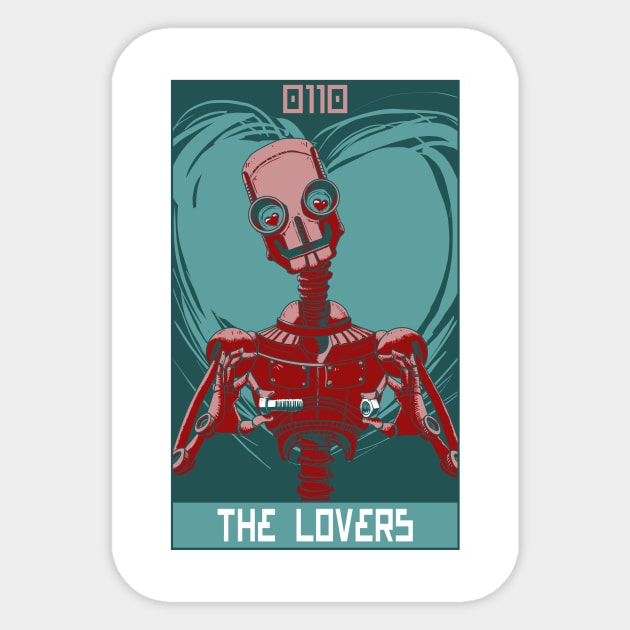 Robo Tarot: The Lovers Sticker by PeterTheHague